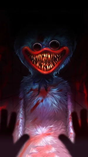 Poppy Playtime Huggy Wuggy’s Scary Smile Wallpaper