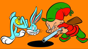 Porky Pig And Elmer Fudd Enjoy A Looney Tunes Adventure Wallpaper