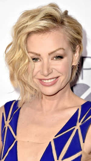 Portia De Rossi Blonde Hairstyle Blue Dress Wallpaper