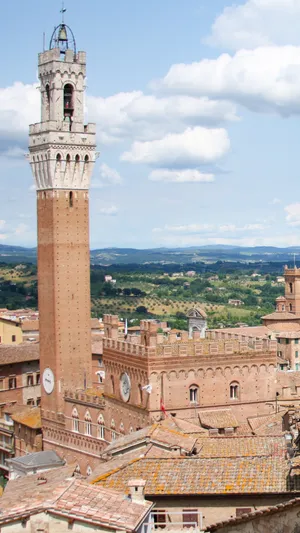 Portrait Of Torre Del Mangia In Siena Wallpaper