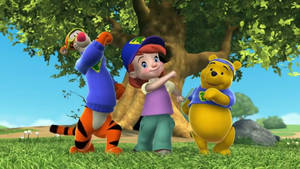 Posing Darby, Pooh, And Tigger 3d Wallpaper