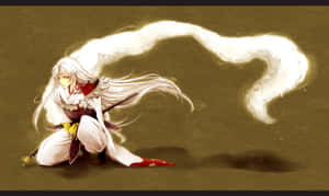 Powerful Sesshomaru In Midst Of Battle Wallpaper