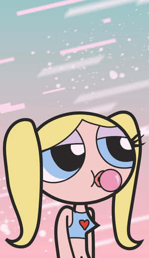 Powerpuff Girls Bubbles Blowing Bubblegum Wallpaper