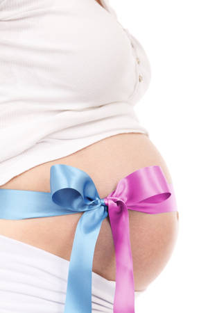 Pregnant Belly Bluish Pink Ribbon Wallpaper