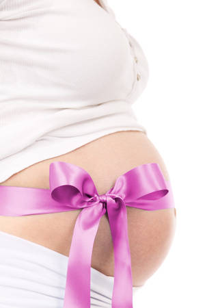 Pregnant Belly With Pink Ribbon Wallpaper