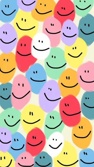 Preppy Smiley Face Bright Pattern Wallpaper