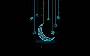 Pretty Black Stars And Moon Wallpaper