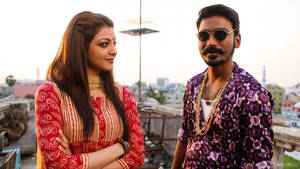 Pretty Kajal Aggarwal And Dhanush Wallpaper