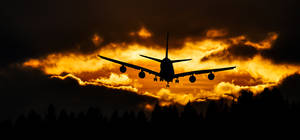 Preview Wallpaper Airplane, Clouds, Sky, Sunset Wallpaper