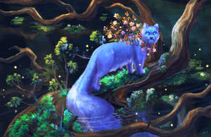 Preview Wallpaper Animal, Fantasy, Art, Tree, Branches, Flowers Wallpaper