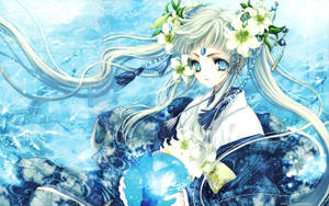 Preview Wallpaper Anime, Girl, Blond, Flowers, Decoration Wallpaper