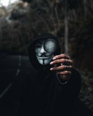 Preview Wallpaper Anonymous, Hand, Magnifier, Man, Mask Wallpaper