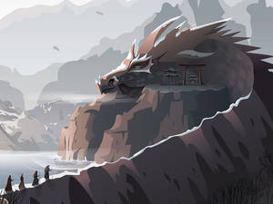 Preview Wallpaper Dragon, Rock, Art Wallpaper