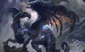 Preview Wallpaper Dragon, Wings, Profile, Rock Wallpaper