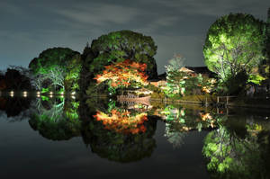 Preview Wallpaper Evening, Trees, Light, House, Coast, Japan, Reflection, Boat Wallpaper