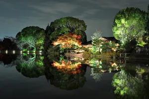 Preview Wallpaper Evening, Trees, Light, House, Coast, Japan, Reflection, Boat Wallpaper