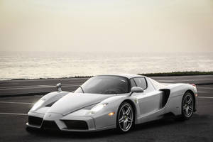 Preview Wallpaper Ferrari, Enzo, Silver, Sea, Background Wallpaper