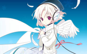 Preview Wallpaper Girl, Angel, Wings, Headphones, Music, Kindness Wallpaper