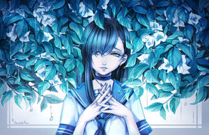 Preview Wallpaper Girl, Anime, Sadness, Leaves, Art Wallpaper