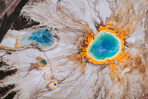 Preview Wallpaper Grand Prismatic Spring, Surface, Scenic, Wyoming, United States Wallpaper