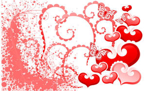 Preview Wallpaper Hearts, Butterflies, Background, Valentines Day Wallpaper