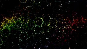 Preview Wallpaper Hexagons, Dark, Colorful, Spots, Lines Wallpaper