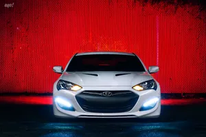 Preview Wallpaper Hyundai Genesis, Tuning, Front View, White Wallpaper