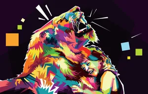 Preview Wallpaper Lion, Child, Art, Friends, Smile Wallpaper