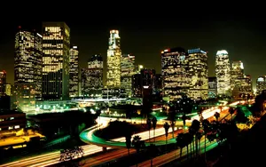 Preview Wallpaper Los Angeles, City, Night, Street, Skyscrapers Wallpaper