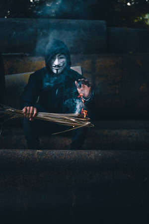 Preview Wallpaper Mask, Anonymous, Hood, Fire Wallpaper