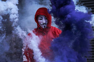 Preview Wallpaper Mask, Anonymous, Smoke, Smoke Bomb Wallpaper