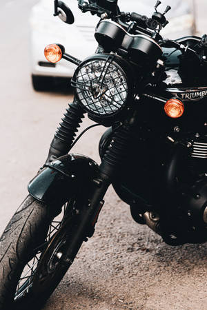 Preview Wallpaper Motorcycle, Headlight, Wheel, Black Wallpaper