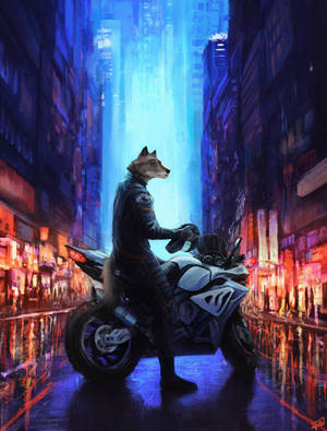 Preview Wallpaper Motorcycle, Wolf, Art Wallpaper