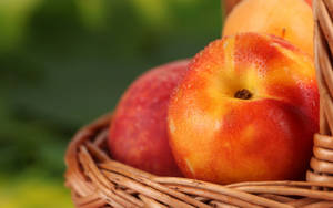 Preview Wallpaper Nectarine, Fruit, Macro, Drops Wallpaper