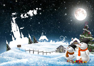 Preview Wallpaper New Year, Snowmen, Night, Greeting, Holiday, Christmas Wallpaper