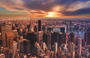 Preview Wallpaper New York, Skyscrapers, Sunset, Metropolis Wallpaper