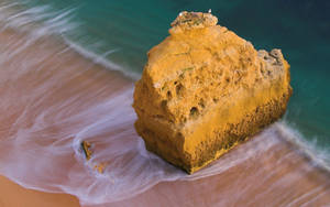 Preview Wallpaper Ocean, Rock, Beach, Sand Wallpaper