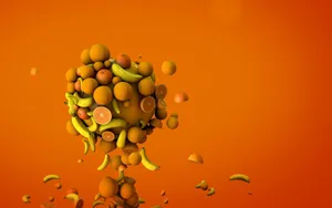 Preview Wallpaper Oranges, Bananas, 3d, Flight Wallpaper