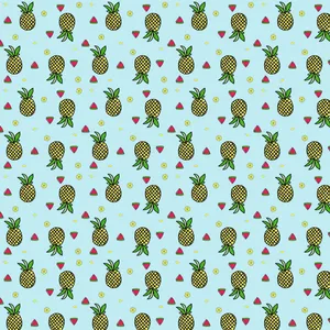 Preview Wallpaper Pattern, Fruit, Tropical, Pineapple, Watermelon, Lime Wallpaper