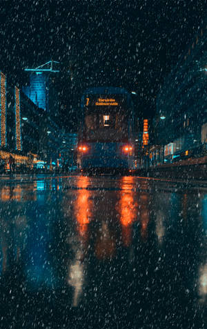 Preview Wallpaper Rain, Transport, City, Evening, Night Wallpaper