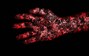Preview Wallpaper Red, Black, Hand, Flowers Wallpaper