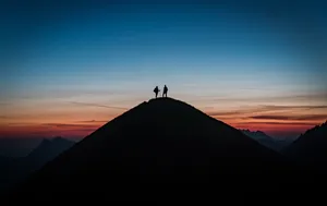 Preview Wallpaper Silhouette, Travel, Hill, Sunset, Sky Wallpaper
