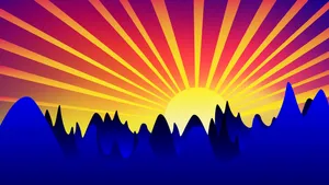 Preview Wallpaper Sunrise, Art, Mountains, Vector Wallpaper