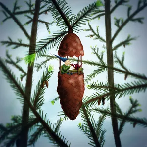 Preview Wallpaper Tea Party, Art, Pine Cone, Gnome, Forest, Comfort Wallpaper