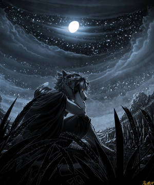 Preview Wallpaper Werewolf, Night, Art, Moon, Moonlight Wallpaper