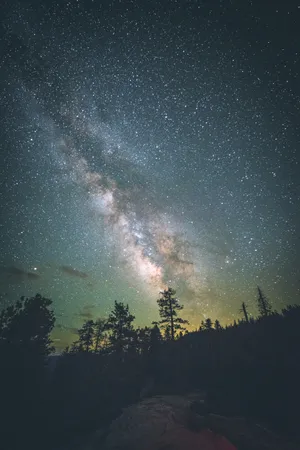 Preview Wallpaper Yosemite Valley, Starry Sky, Milky Way, Stars, Night, Trees, United States Wallpaper