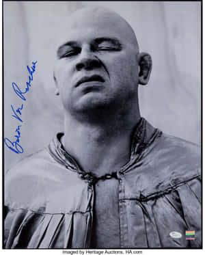 Pro Wrestler Baron Von Raschke Grayscale Autographed Portrait Wallpaper