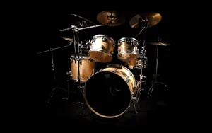 Professional Drum Setin Dark Studio Wallpaper