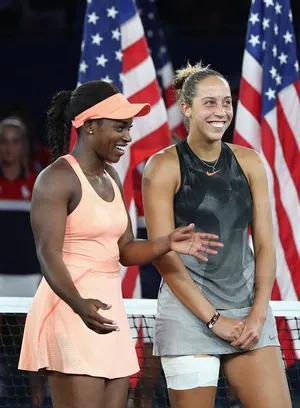 Professional Tennis Player Madison Keys In Action Wallpaper