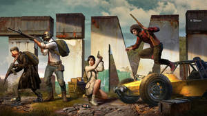 Pubg 2020 Four Players Attacking Wallpaper